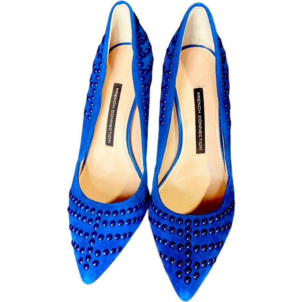 French Connection Blue Heels with Stud Detail